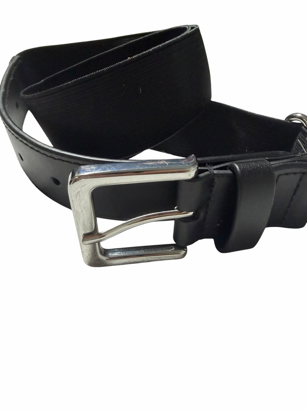 Levi's Men’s Black Bovine Leather Belt with Silver Buckle S New